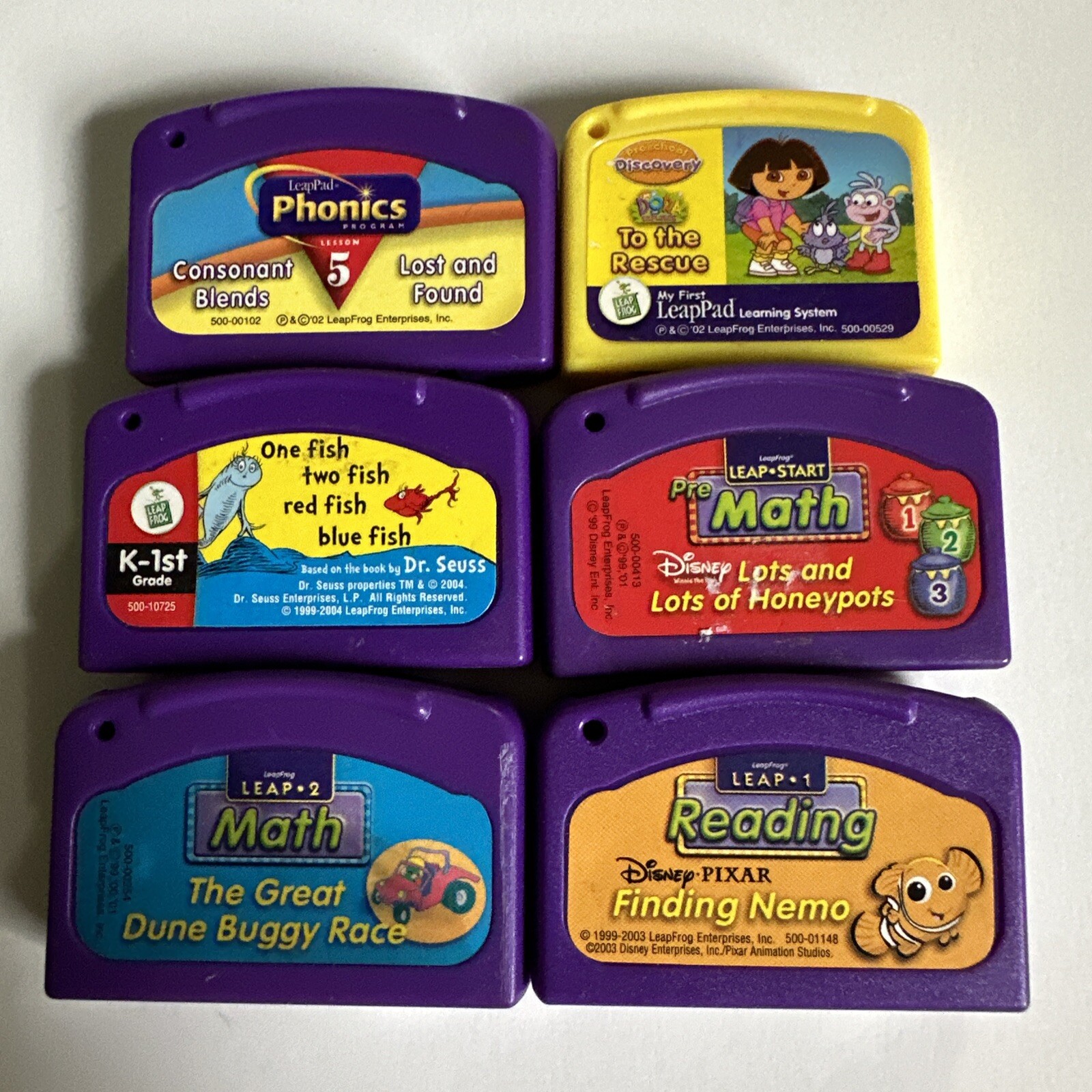 Leap Frog LeapPad Lot Of 6 Cartridges Vintage Learn Phonics Math Disney Reading