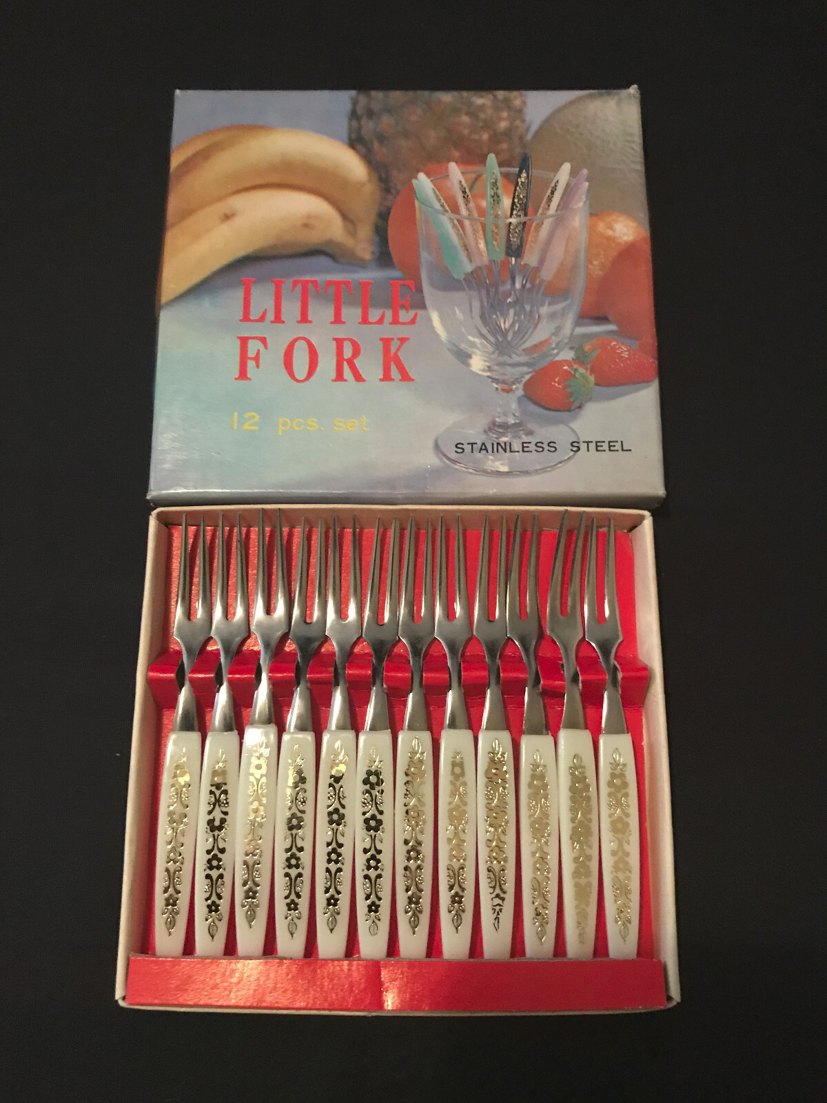 Vintage Set of 12 Little MCM Cocktail Forks