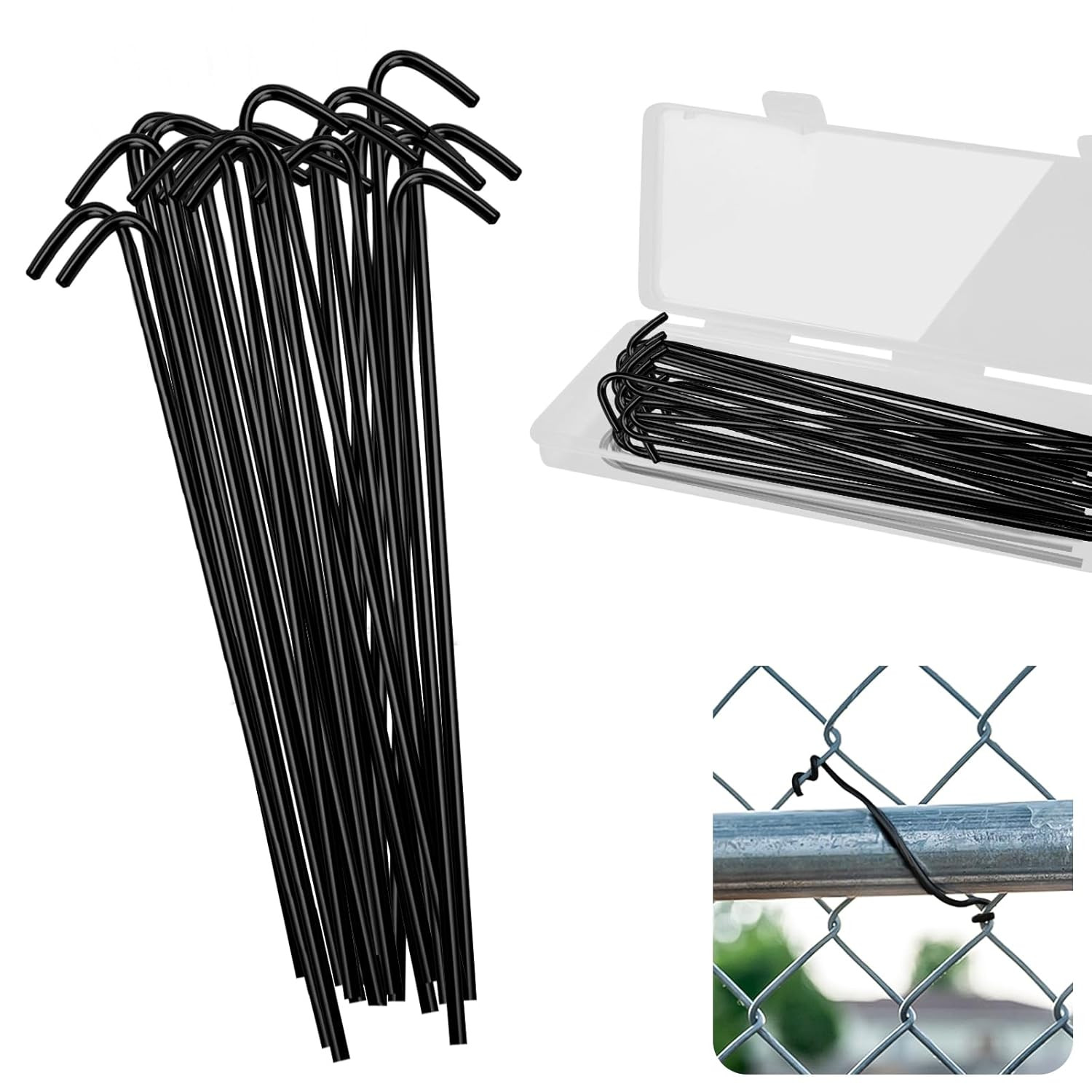 8.27Inch Chain Link Fence Ties,30 Packs Black Heavy Duty 14 Gauge Aluminum Fence