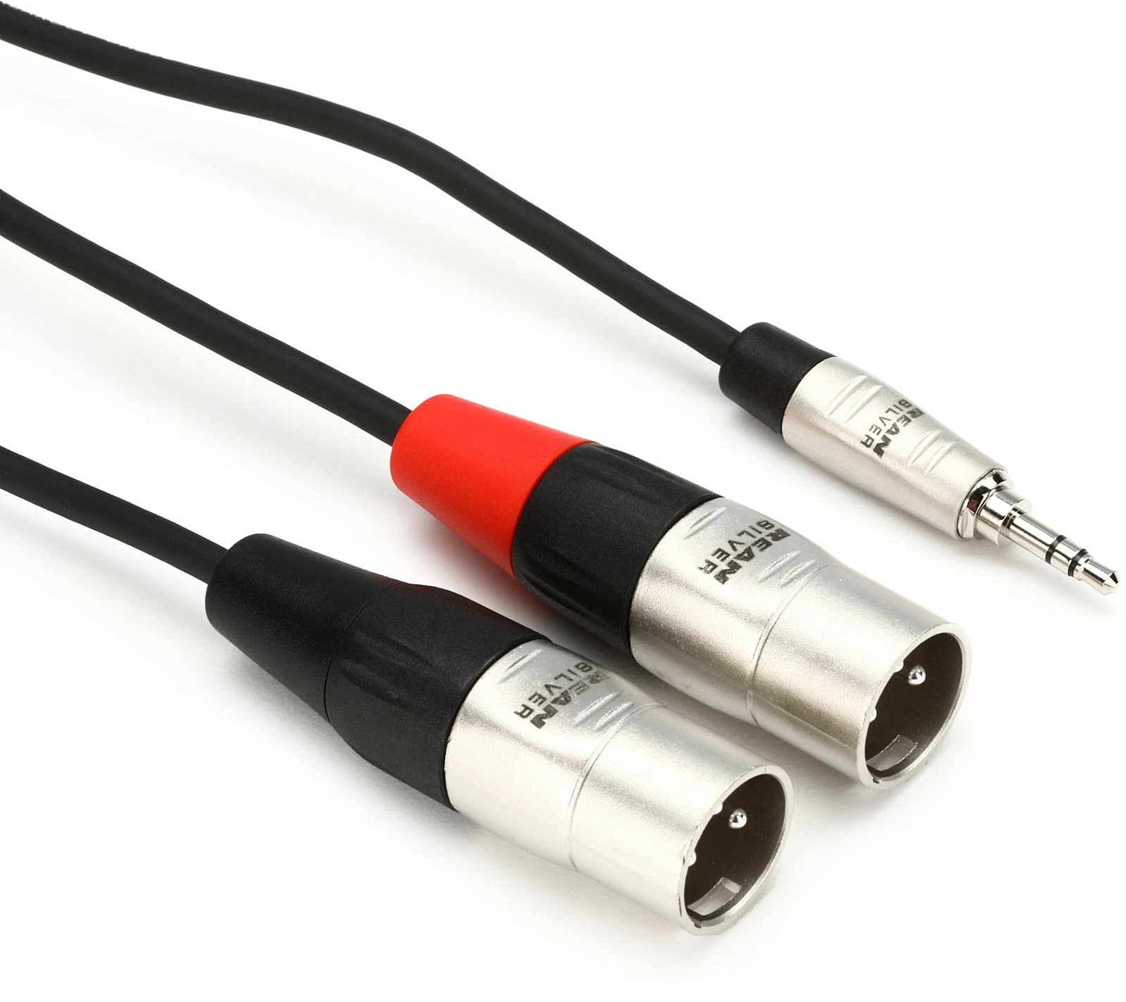 Hosa HMX-003Y Pro Stereo Breakout, 3.5mm TRS to Dual XLR3M, 3 ft