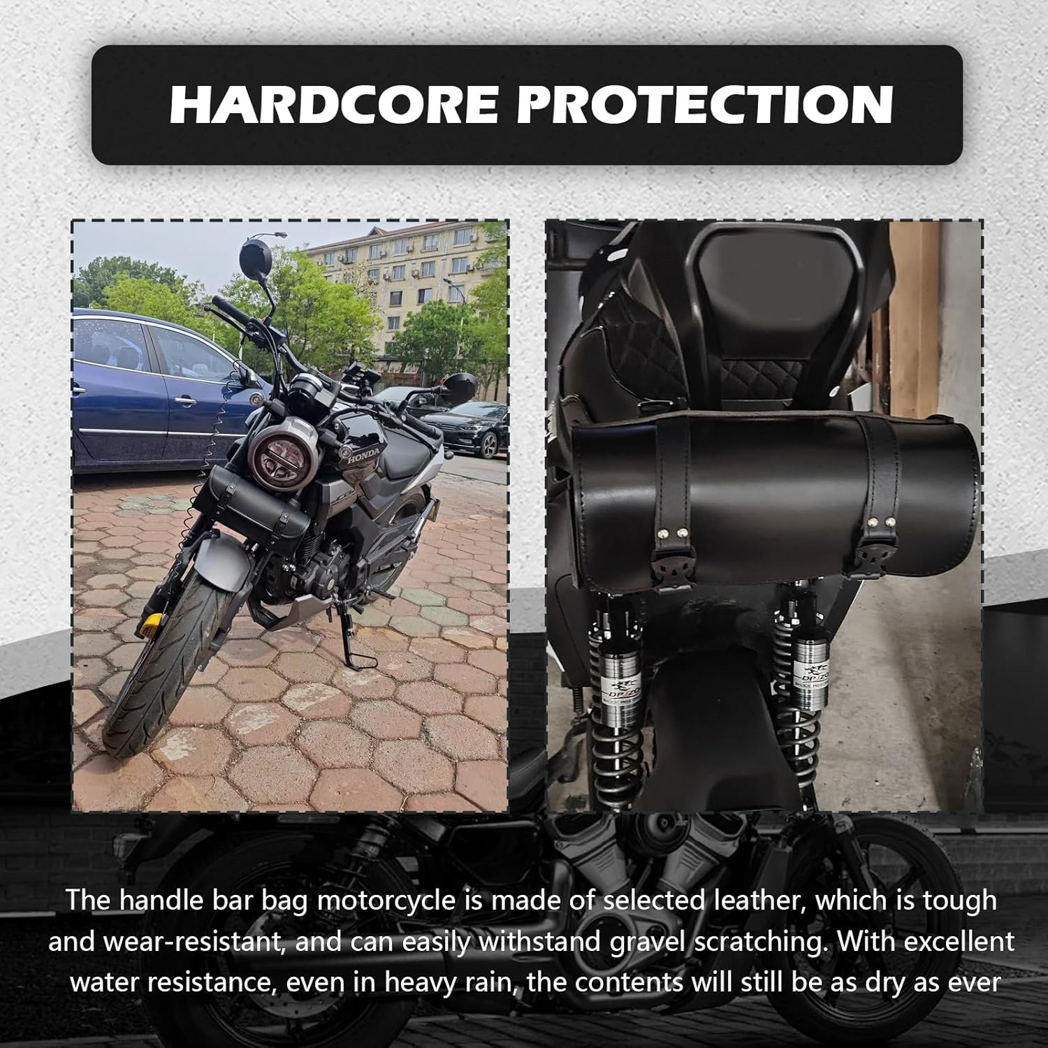 Leather Motorcycle Handlebar Bag,Large Capacity Front Fork Bag for Motorcycle St