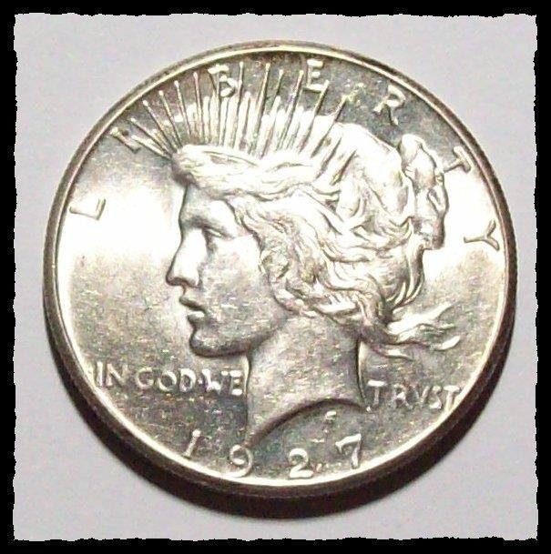 1927-P PEACE DOLLAR White Lustrous Nice BU+  #120D71 .90 FINE SILVER Better Date