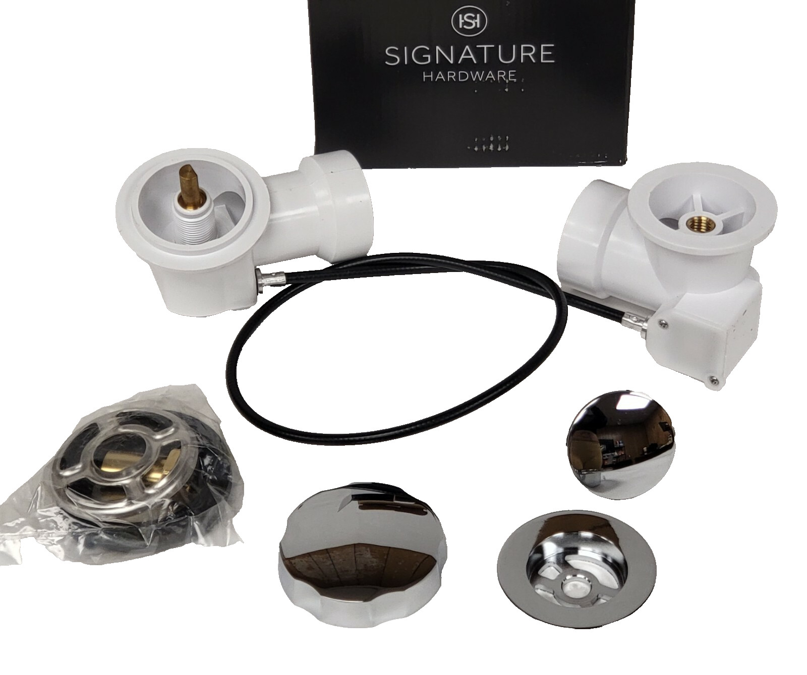 NEW Signature Hardware SH644CP Chrome 17-22" Tubs PVC Cable Drain & Overflow