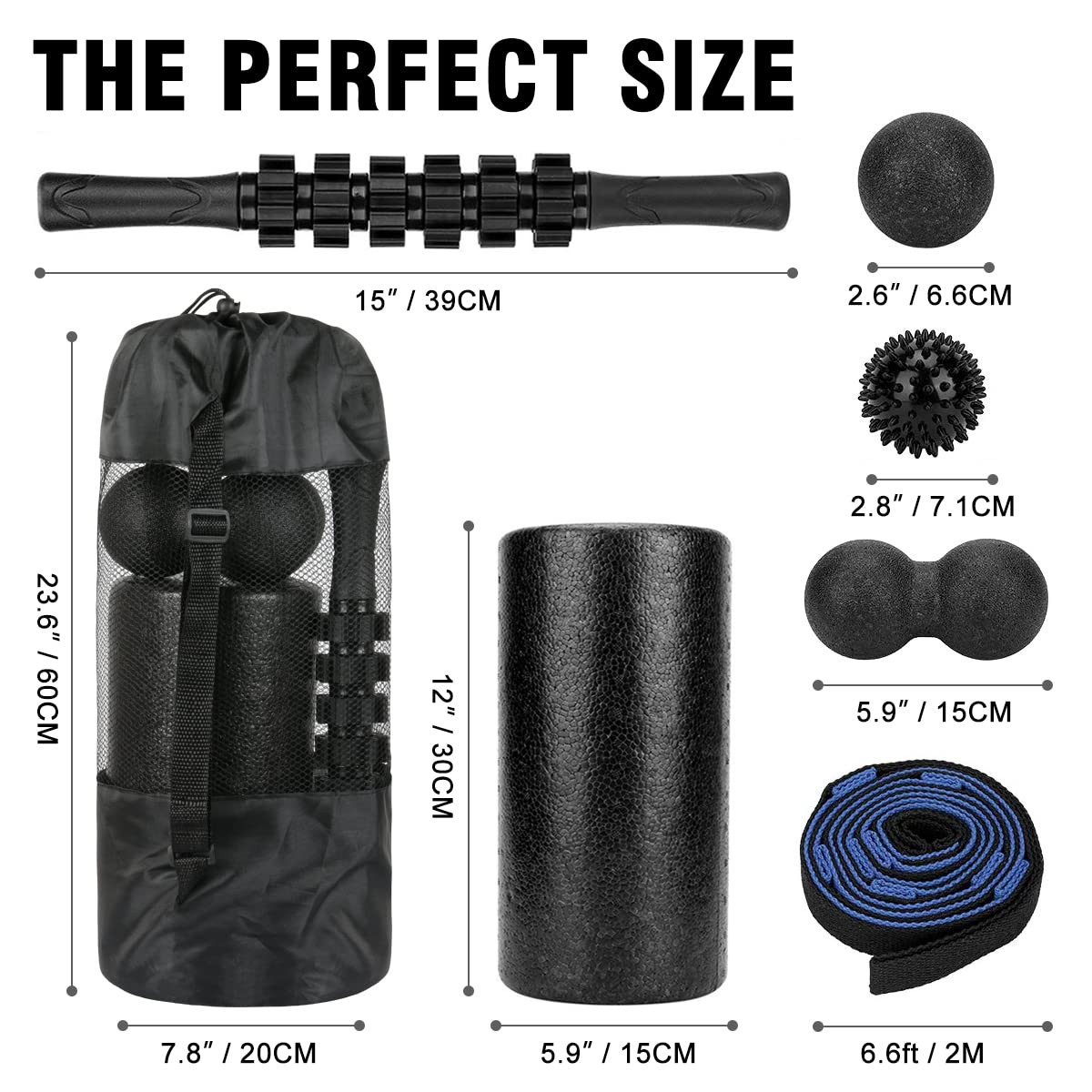 Bornew Foam Roller Set - Back Roller Muscle Roller Stick2 Foot