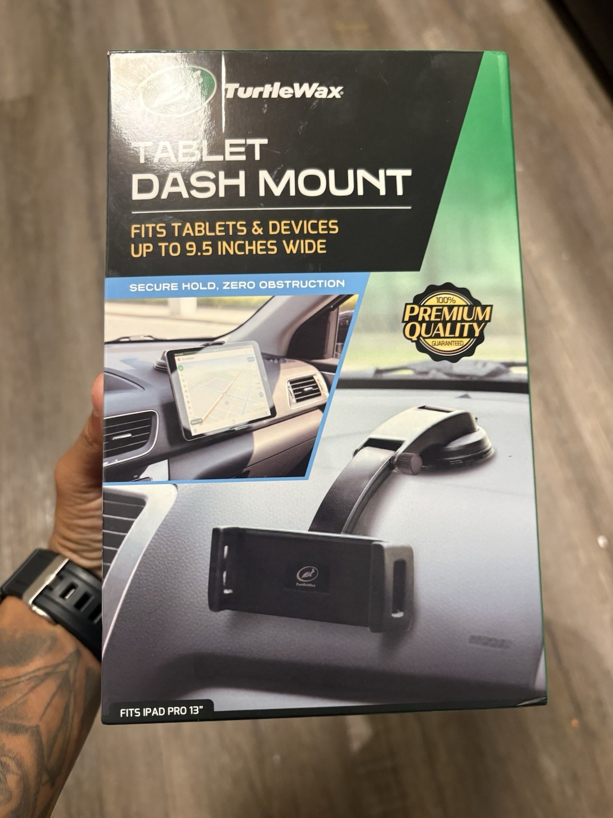 TurtleWax Tablet Dash Mount Suction Cup 360 Rotation Adjustable Black up to 9.5"