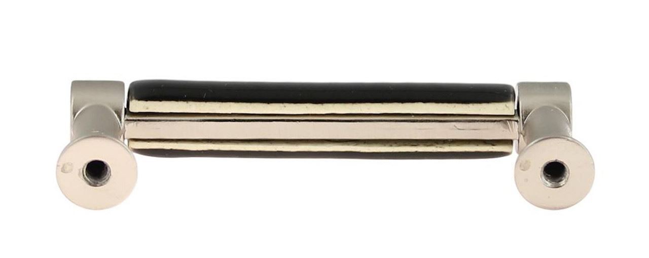 3" Black Ceramic Center Pull Brushed Pewter