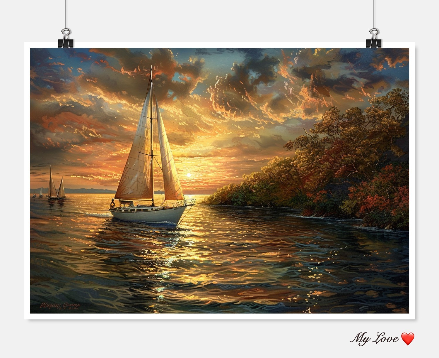Yacht at Sunset - Counted Cross Stitch Patterns - Color & BW Symbols