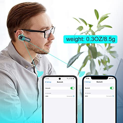 Bluetooth Headset, CVC8.0 Handsfree Bluetooth Earpiece, 16 Hrs Talk Time Black