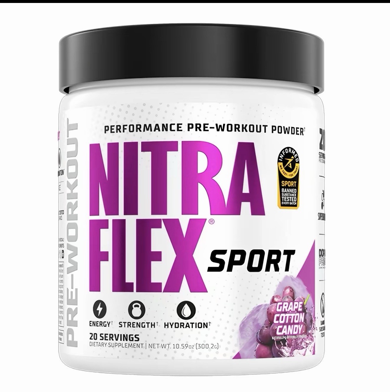 GAT Sport Nitraflex Sport Pre-Workout Powder Grape Cotton Candy 20 Serv 10.59oz