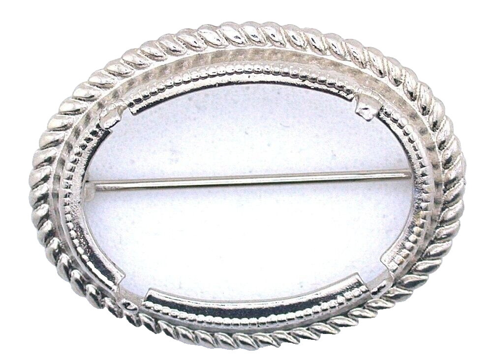 25x18 25MM x 18MM PRONG CABOCHON CAB GEM SILVER PLATED PIN BROOCH MOUNTING CF895