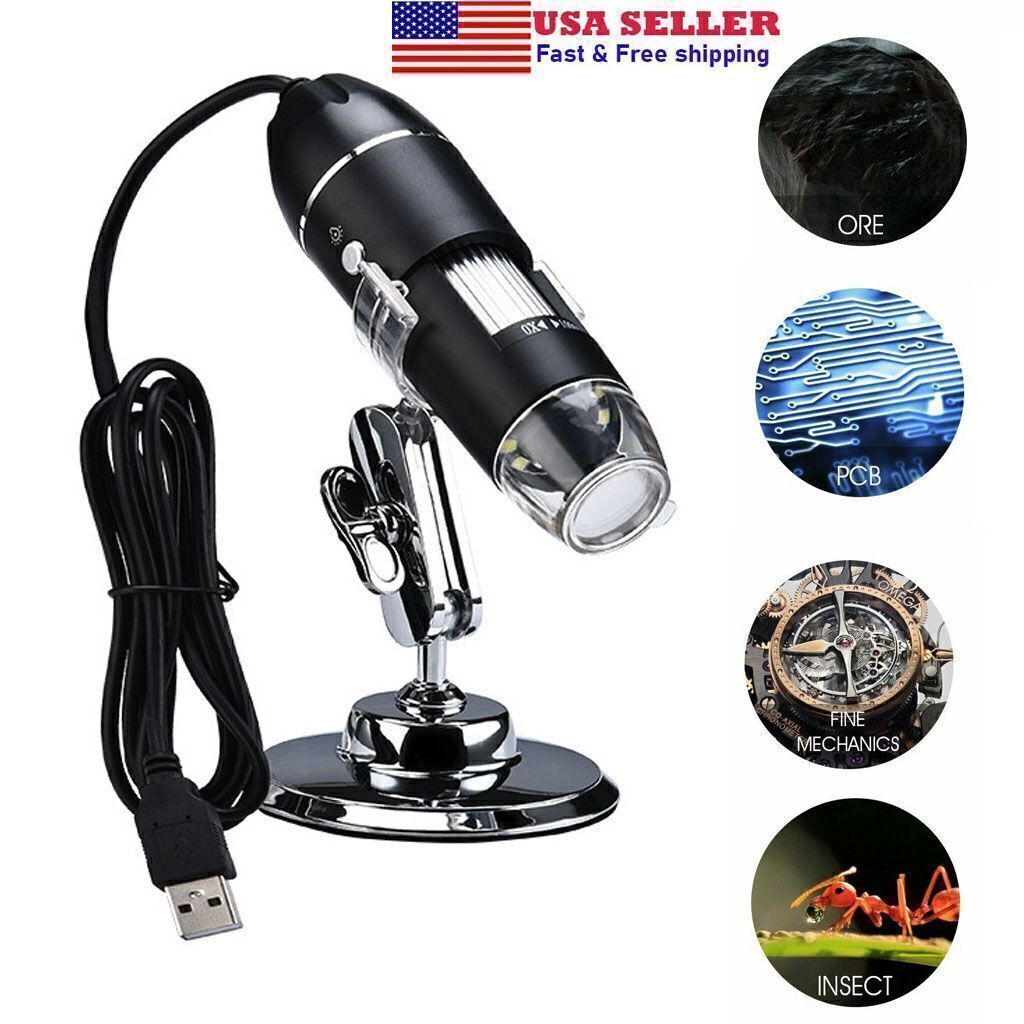 1000X8 LED USB Digital Microscope Endoscope Zoom Camera Magnifier+Stand