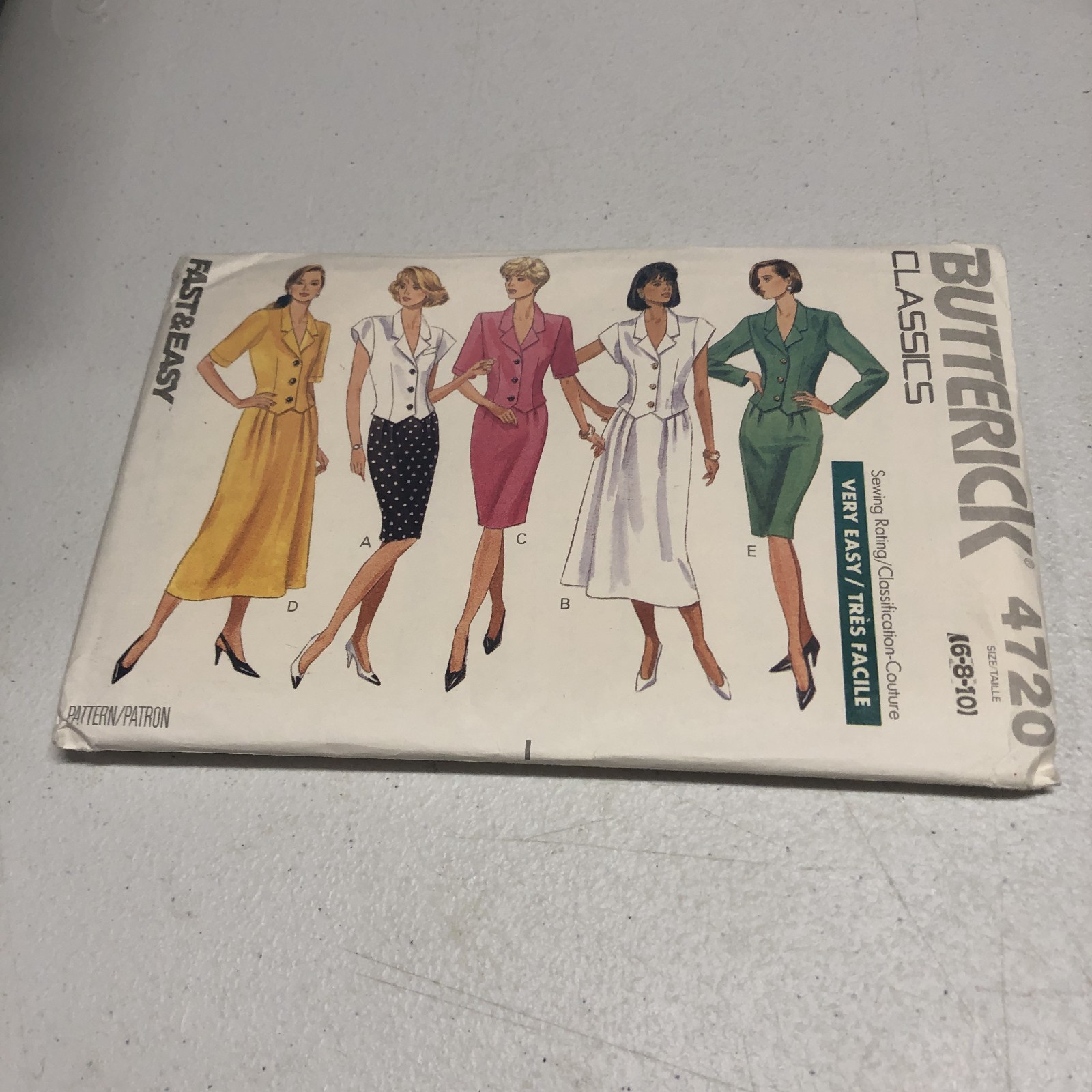 Butterick 4720 Waist-Fitted Top, Straight, A-Line Skirt Sz 6-10 UNCUT EASY