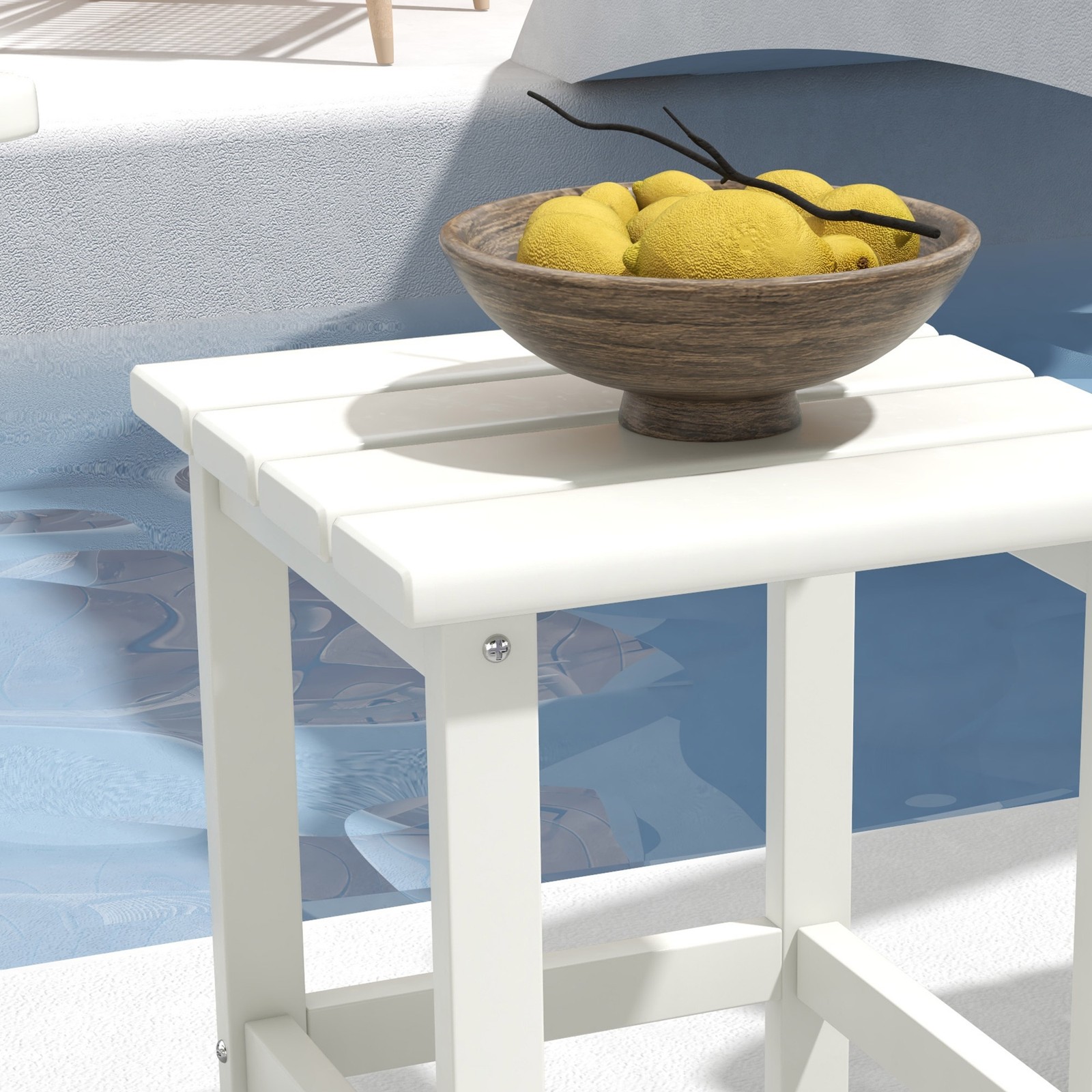 15" Adirondack Square Patio Side Table Weather-Resistant HDPE for Outdoor Porch