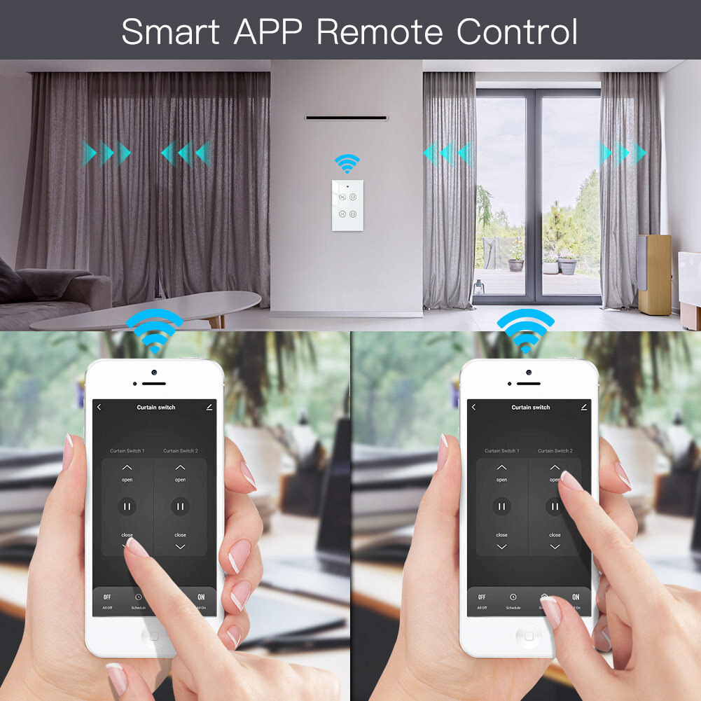 MOES 2Gang WiFi RF Smart Curtain Switch Roller Blinds Shutter Timer Alexa Google