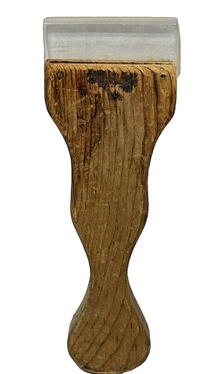 Rare Vintage Handmade Carved Wood and Acrylic Ice Scraper 8 in Long