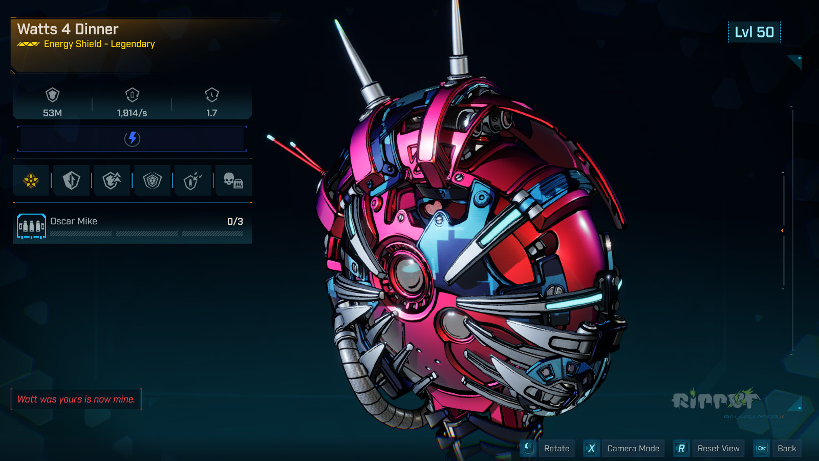 Borderlands 4⭐MODDED⭐LVL 50 WATTS 4 DINNER⭐MAX AMP & SIPHON⭐53 MILLON CAPACITY