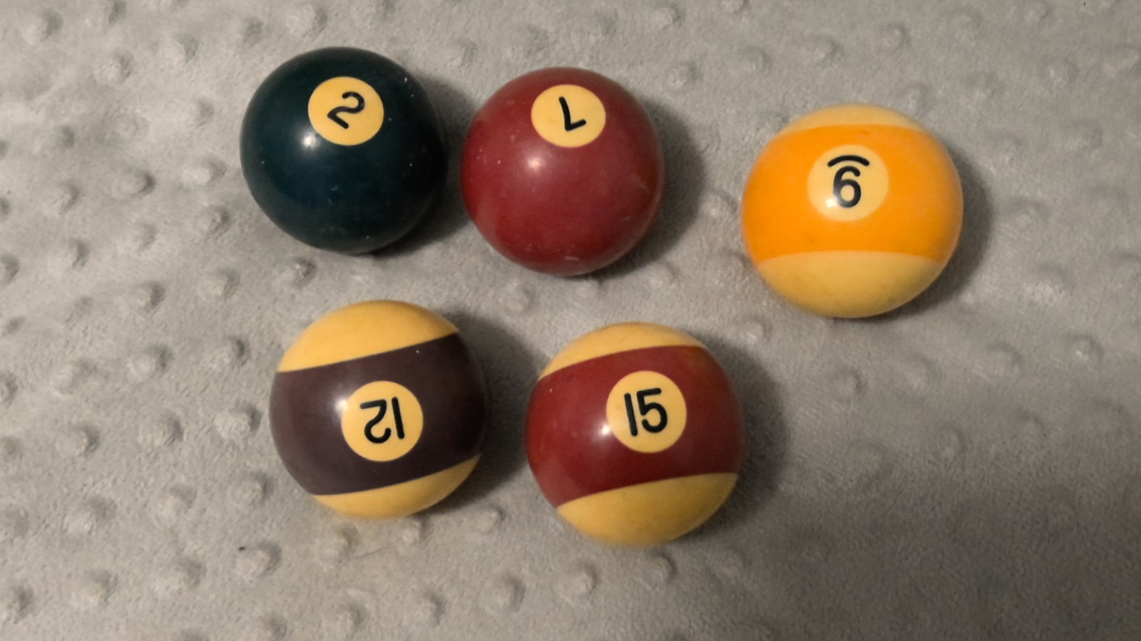 5 replacement Billiard Pool Balls Standard. Used. FREE SHIPPING