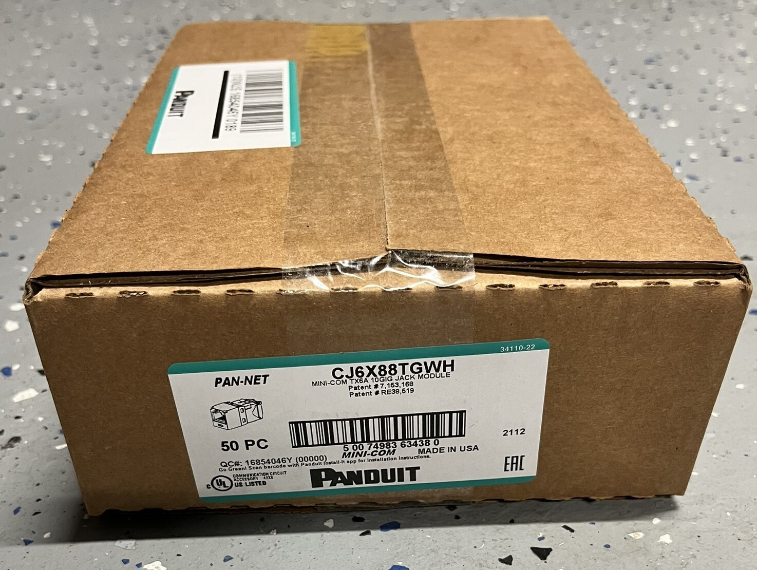 Panduit CJ6X88TGWH Cat 6A Wall Jacks | New, Sealed box of 50