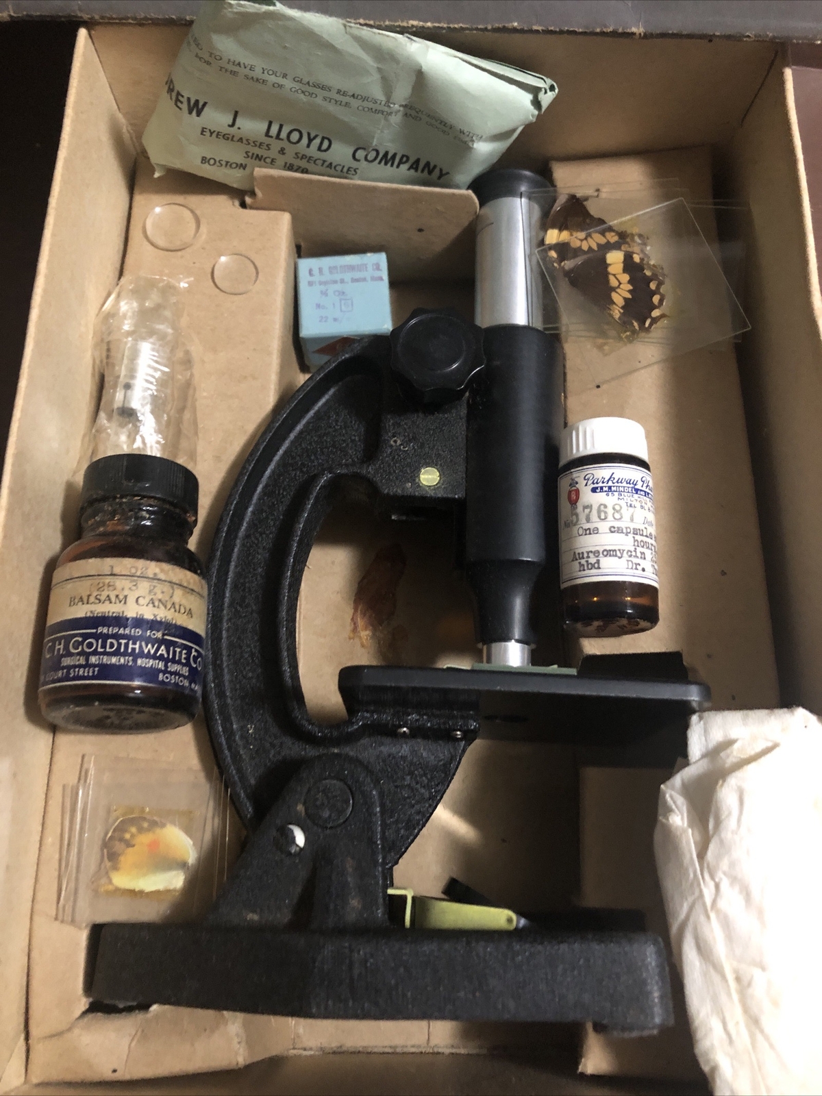 Stunning Antique Testa Microscope With All The Accessories In Original Box