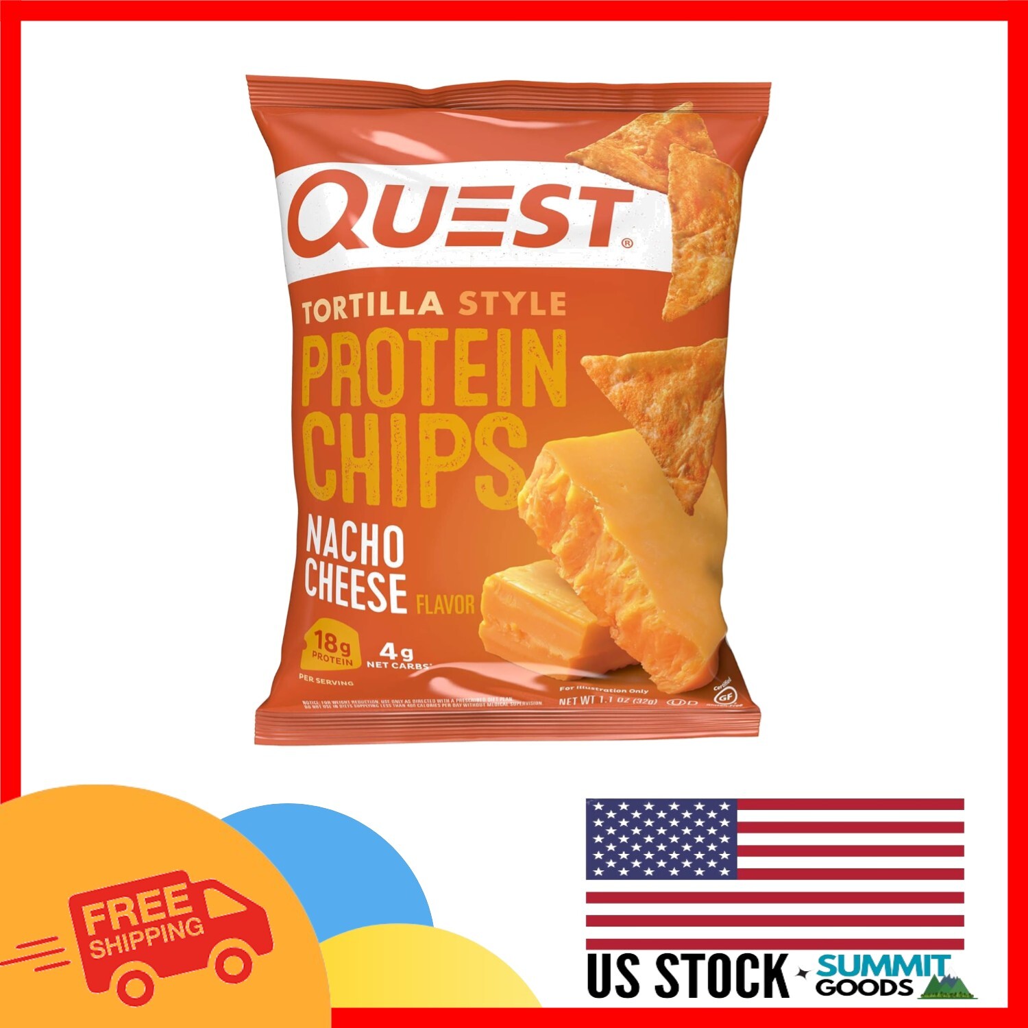 Quest Nacho Cheese Protein Chips - 18g Protein, Low Carb, Gluten Free - 12 Pack