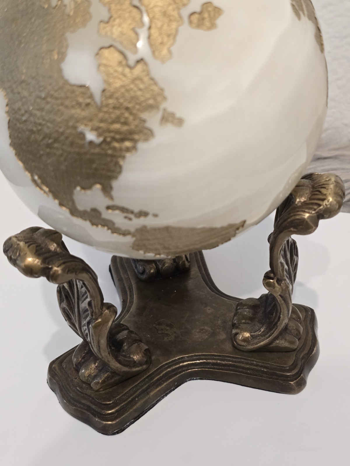 Maitland Smith Marble Stone Globe Solid White Gold - No Base