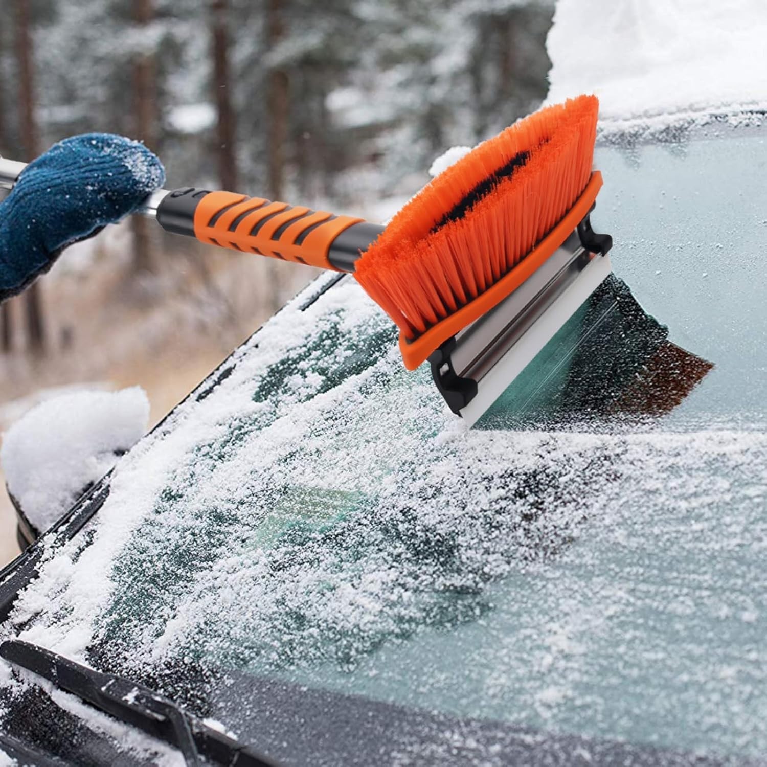 Snow Brush and Ice Scraper 3 in 1 Sturdy Snow Brush with Squeegee Windshield...