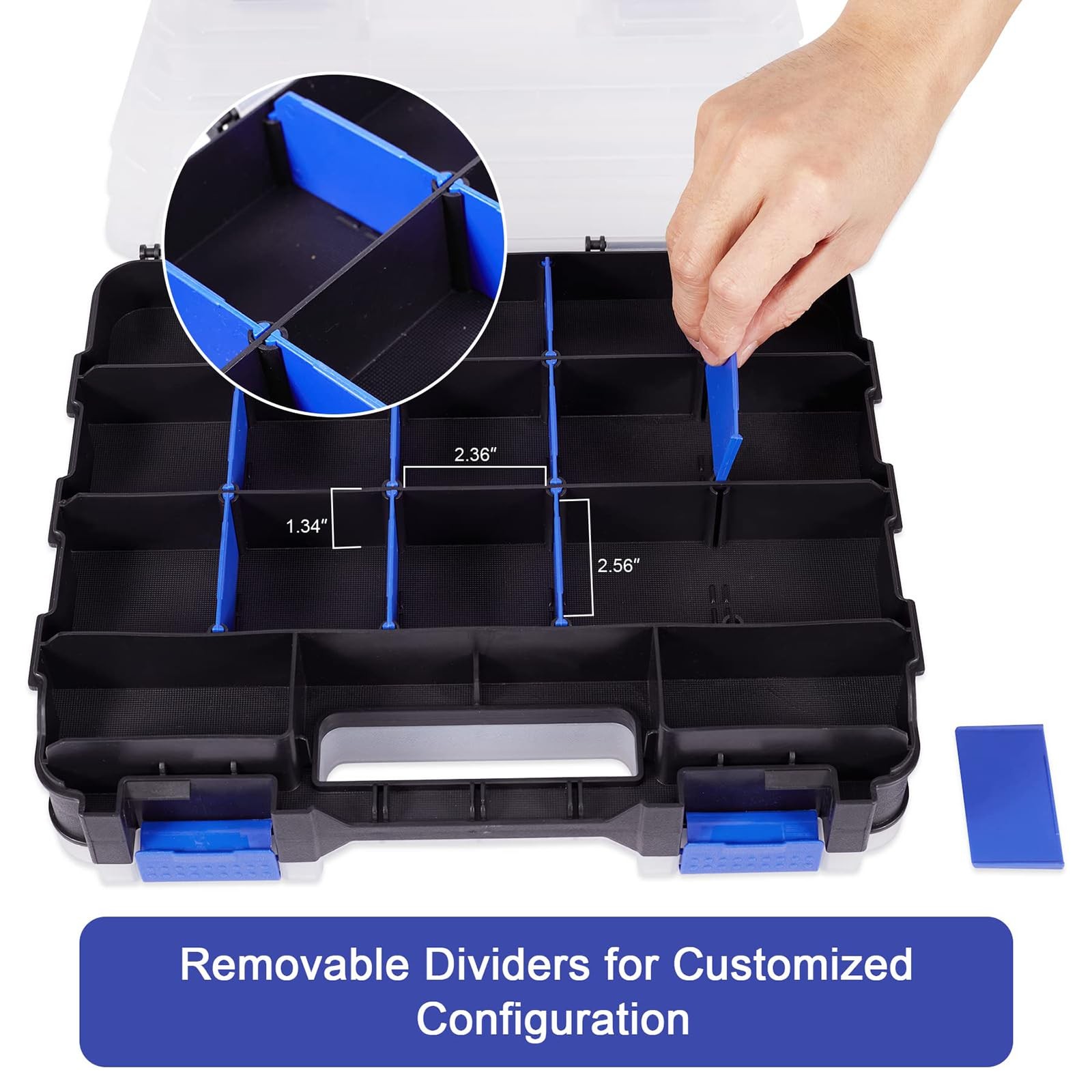 AIDY-PRO Small Parts Organizer Box Storage Case Tools 2 PACK, Blue