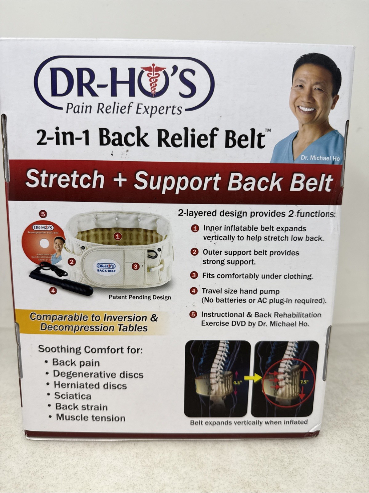 NEW DR-HO'S 2-in-1 Decompression Belt for Lower Back Pain Relief Lumbar Support