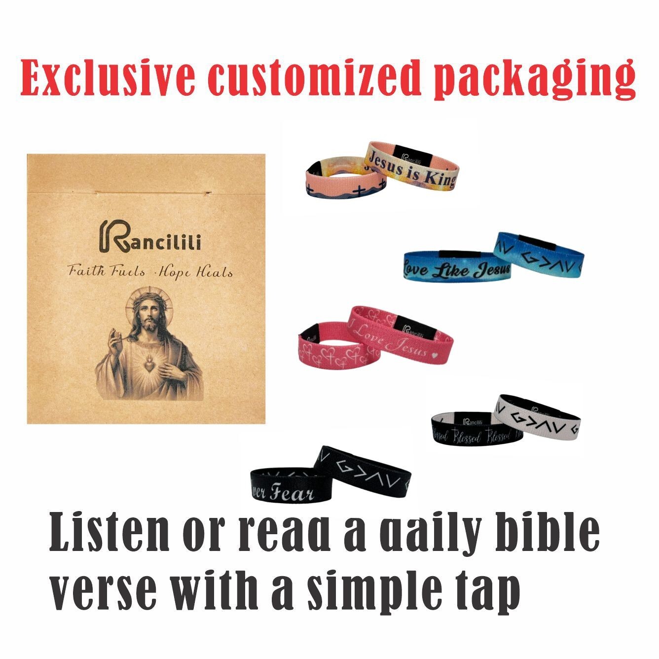 Rancilili Christian Daily Bible Verses Bracelet Waterproof Smart NFC Function