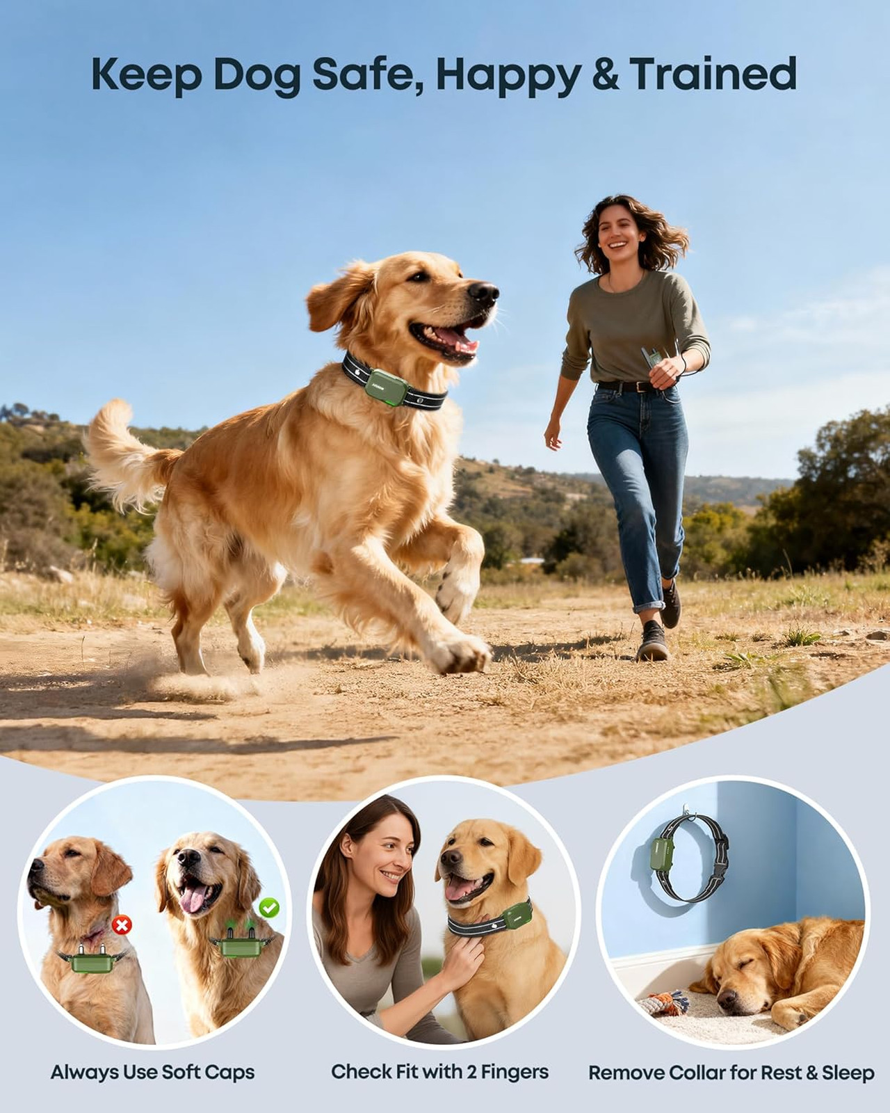 Dog Training Collar with Remote, Waterproof Shock Collar, 4500ft Range, 4 Modes