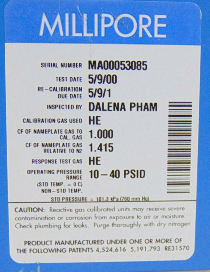 Millipore FC-2900M FC-2900MEP Mass Flow Controller 50cc CL2 200cc He, lot o 2