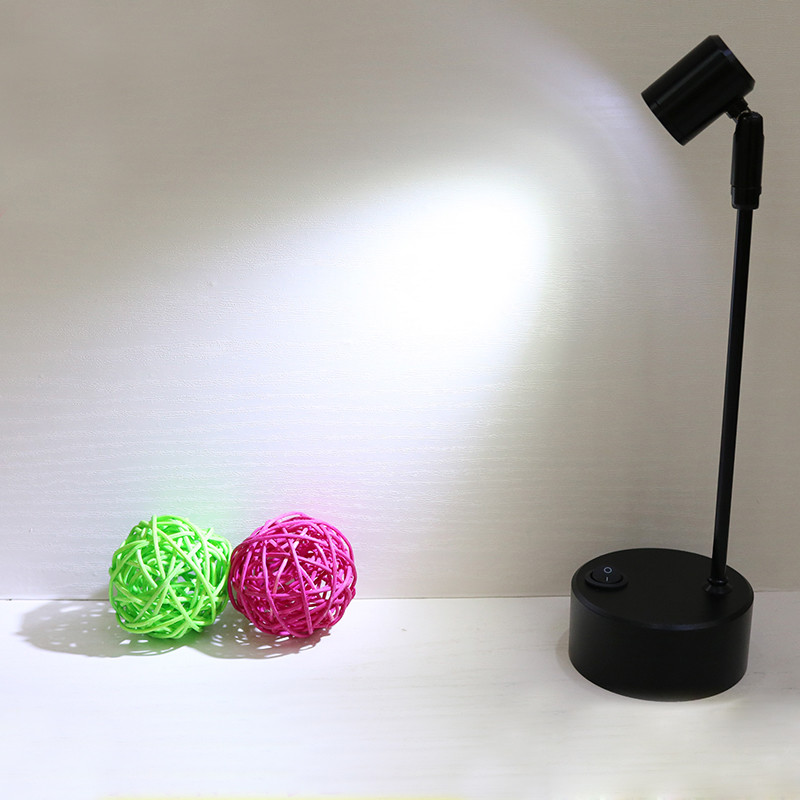 3W LED Portable Desk Light Battery-Powered Pole Lamp Picture Spotlight Button