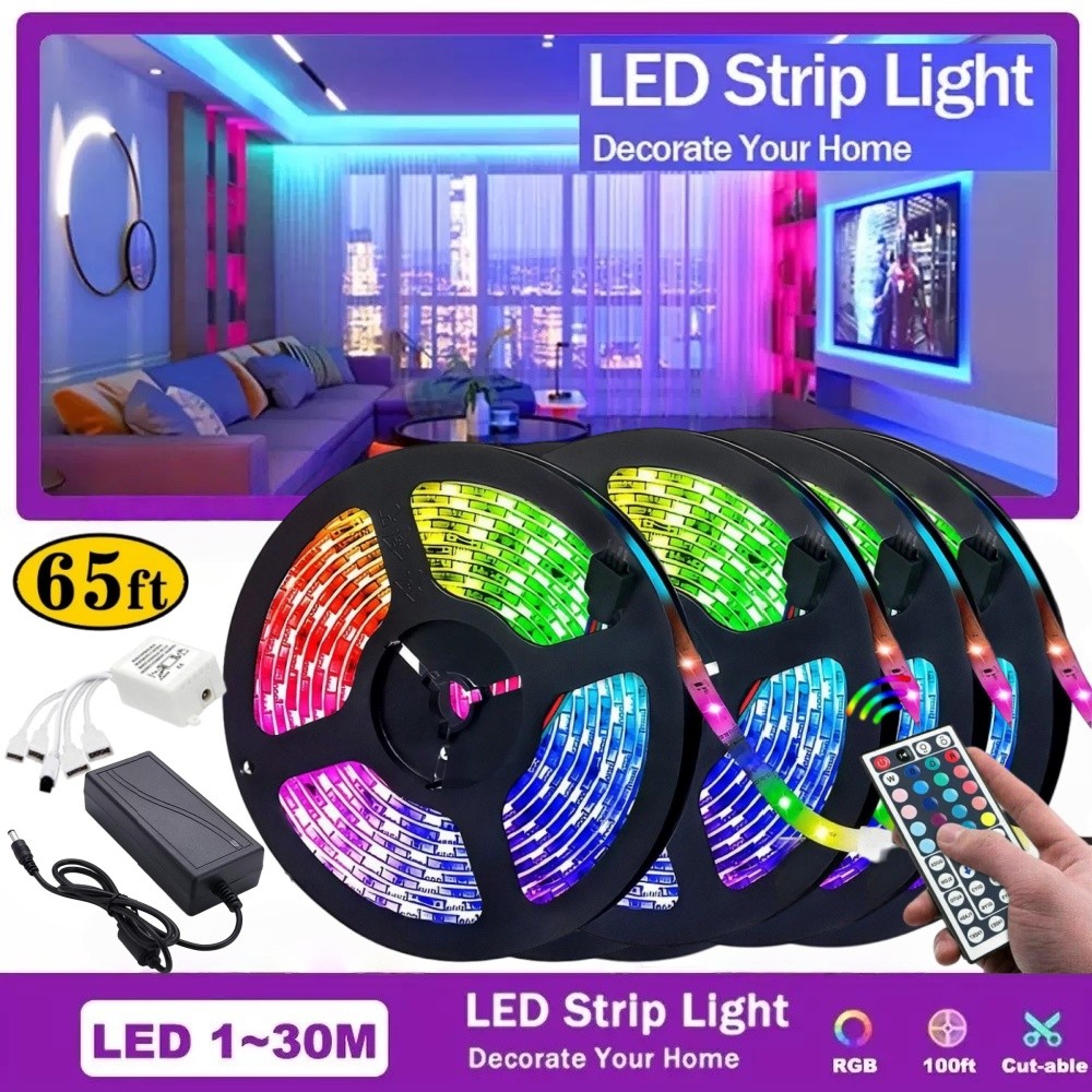 Tira De Luces 66FT LED RGB Color Tiras Led Para Decoracion Habitacion Cuarto