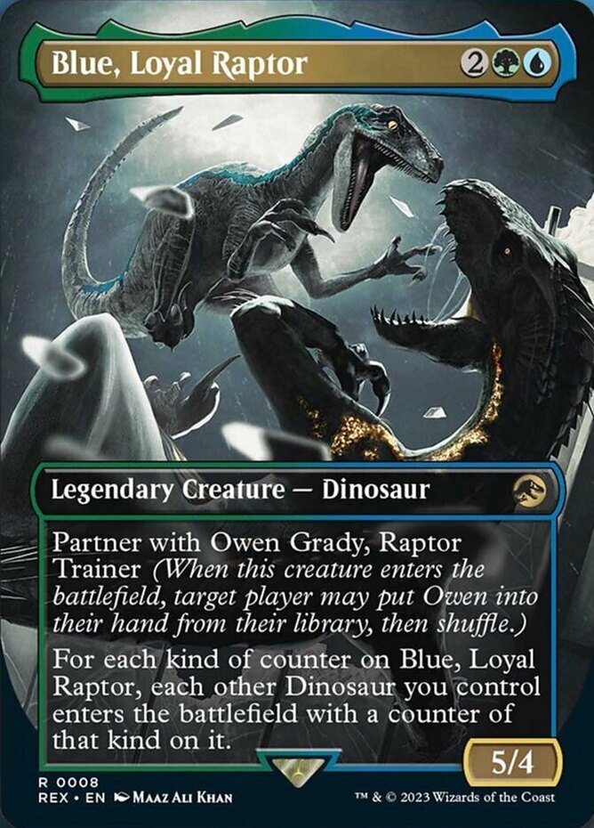 [1x] Blue, Loyal Raptor - Borderless Near Mint, English The Lost Caverns of Ixal