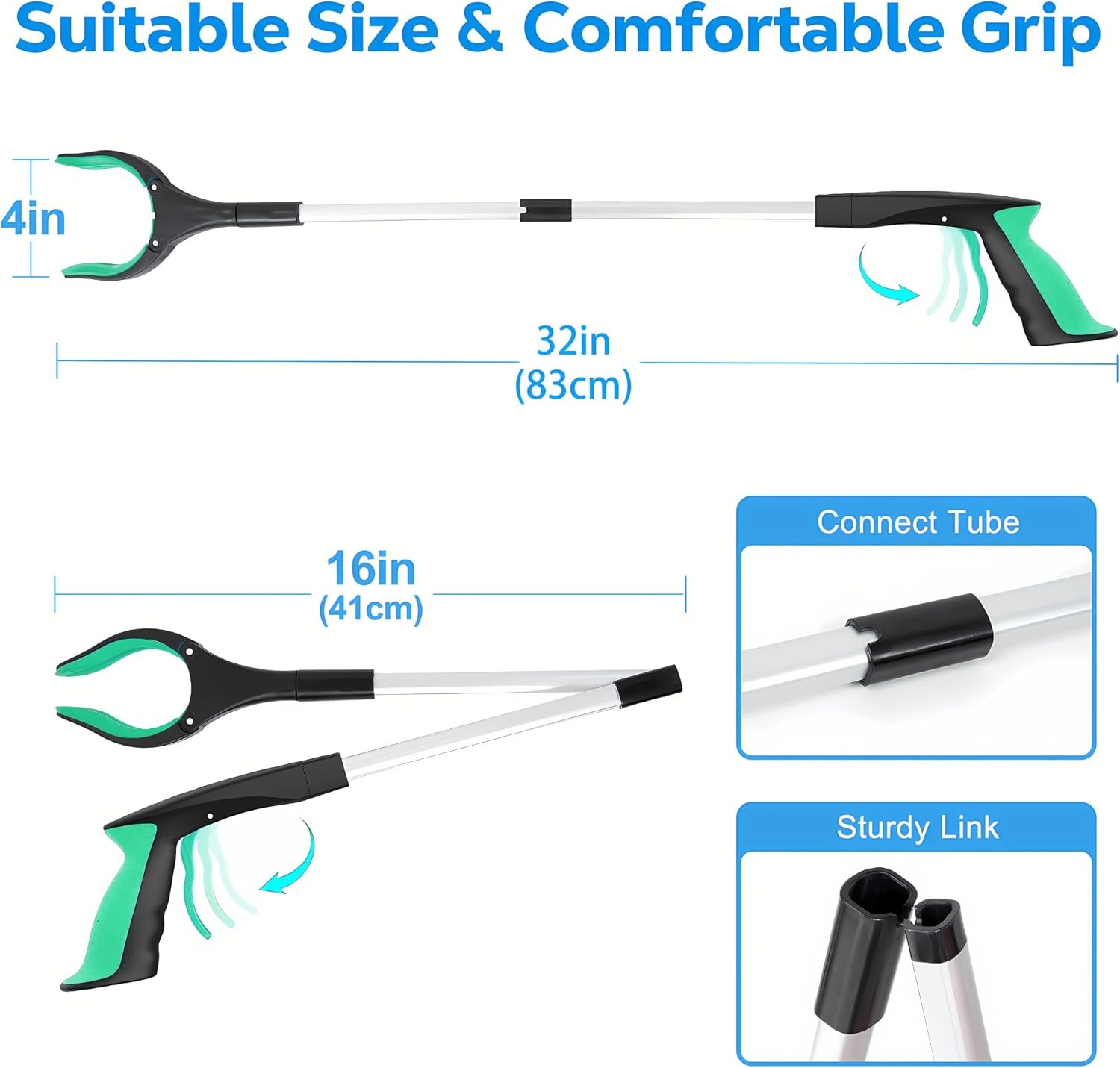 Grabber Reacher Tool 32 Inch Extra Long Foldable for Seniors