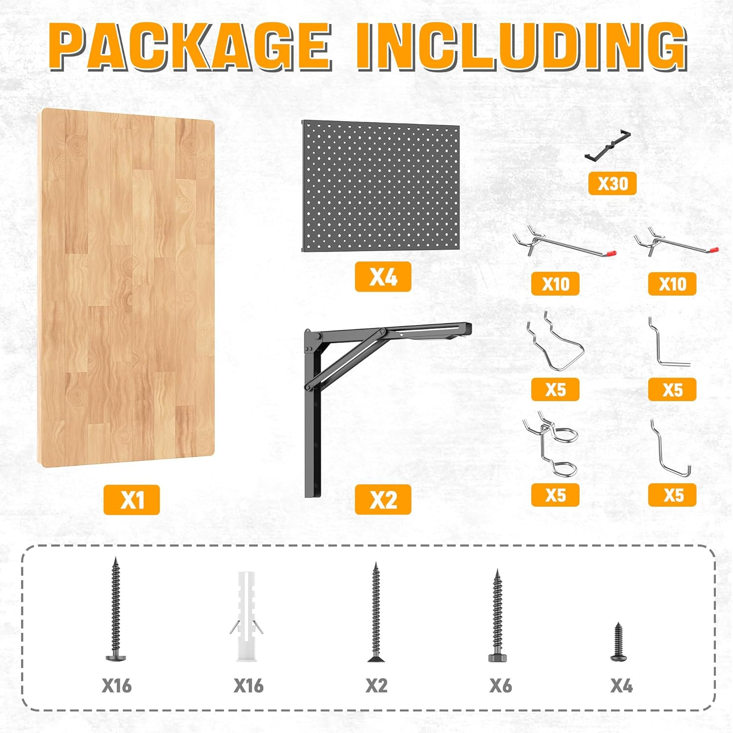 Heavy Duty Folding Workbench with Pegboard – Wall-Mounted Work Table for Garage