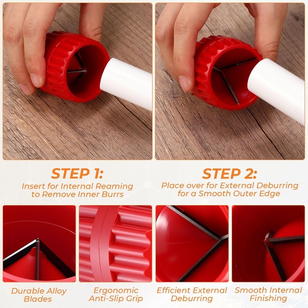 3 Pcs Pipe Deburring Tool and Depth Gauge Kit, Push to Connect Fitting Prep Tool
