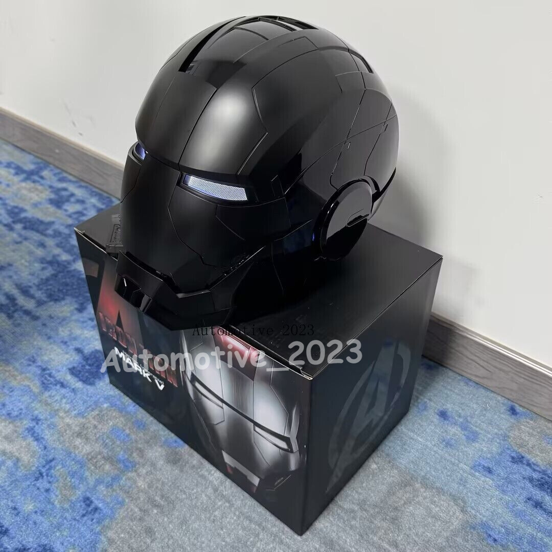 Full Black Iron Man 1:1 MK5 Jarvis Deformable Voice Control Wearable Helmet Mask