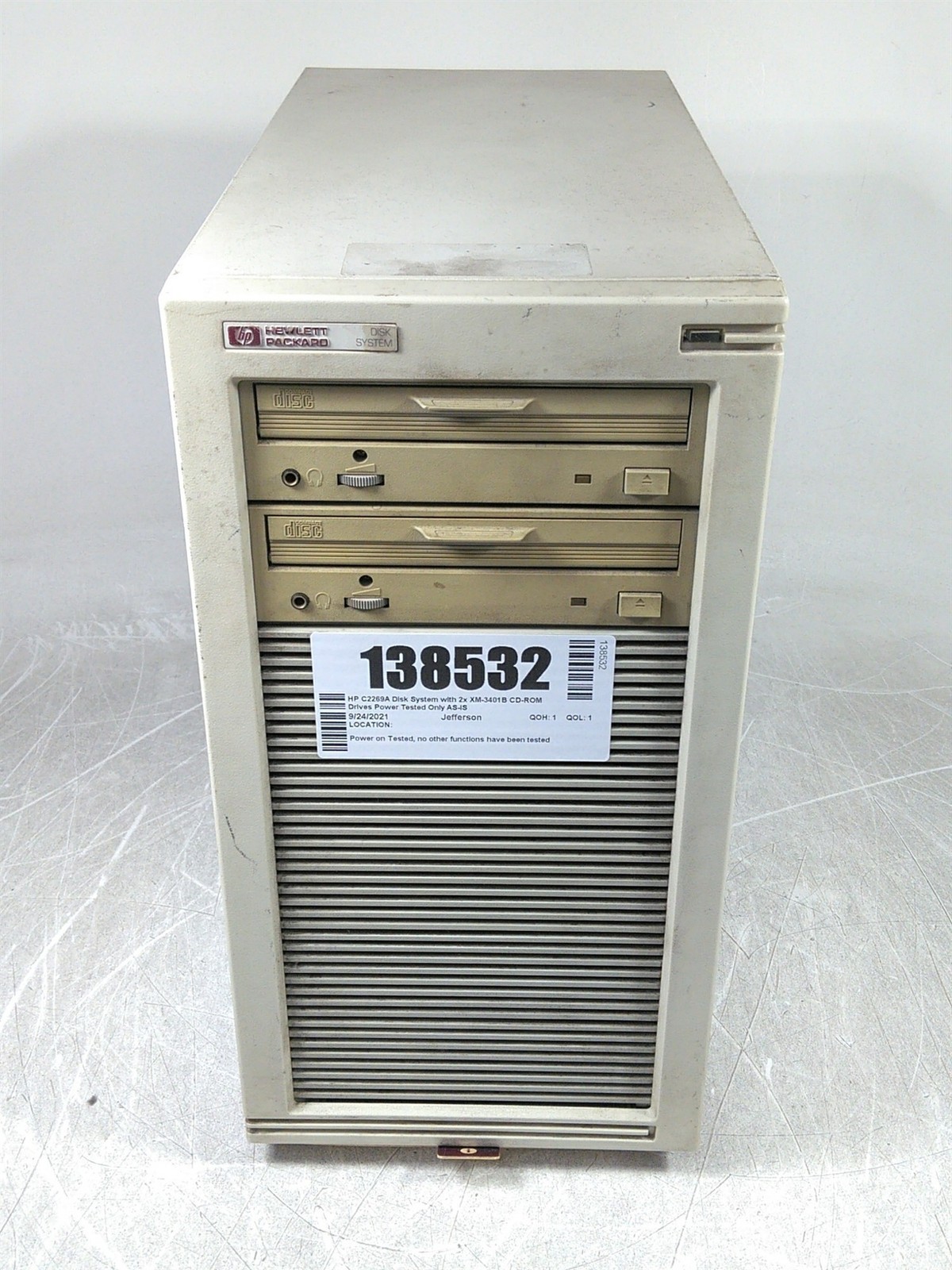HP C2269A Disk System with 2x XM-3401B CD-ROM Drives Power Tested Only AS-IS