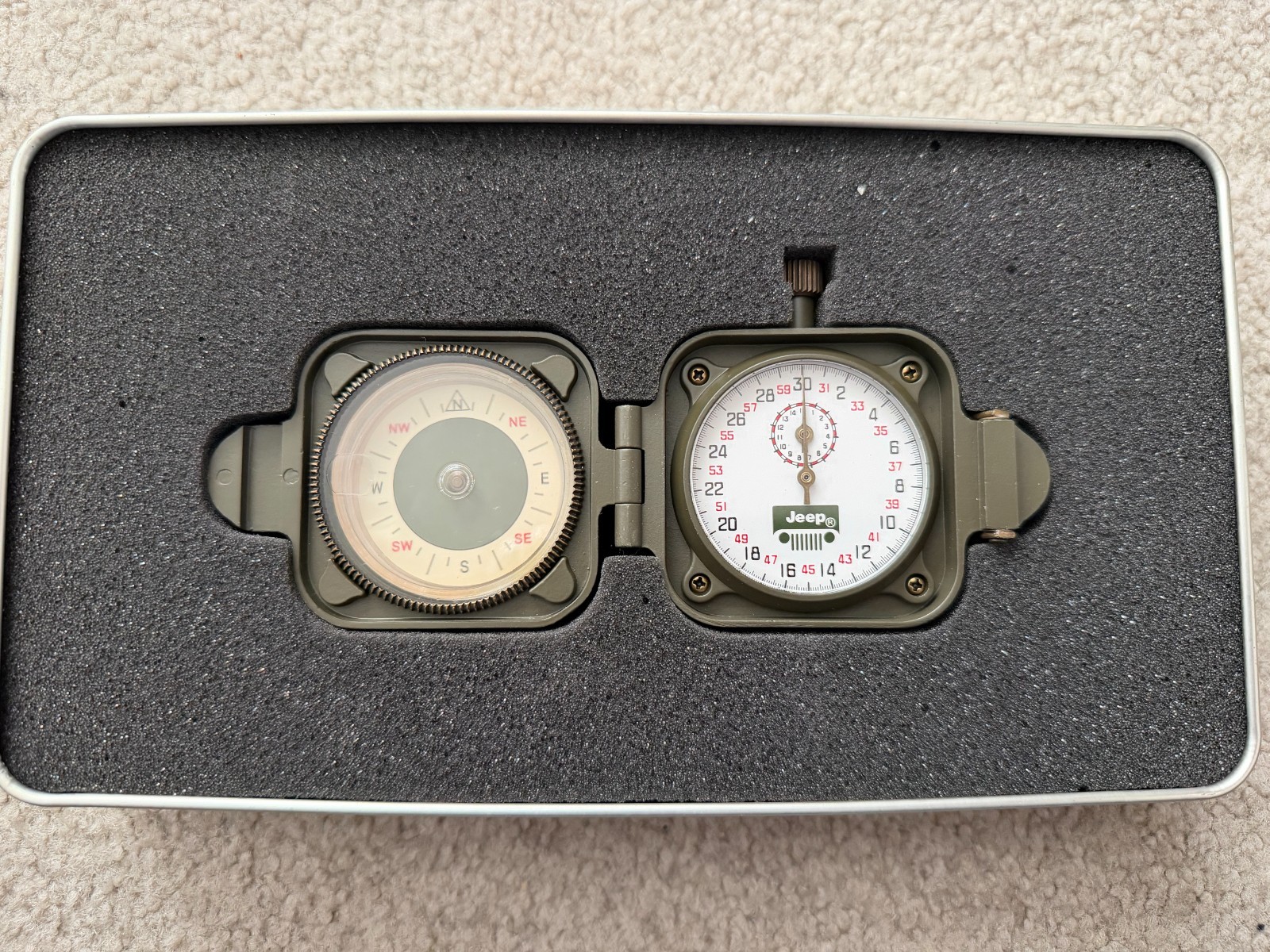 Jeep Compass and Mechanical Wind Up Stop Watch with Box