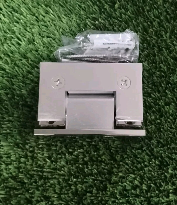 90 Degree Glass Door Hinge 2pcs for 8-12mm Glass Clamp, Bright Silver