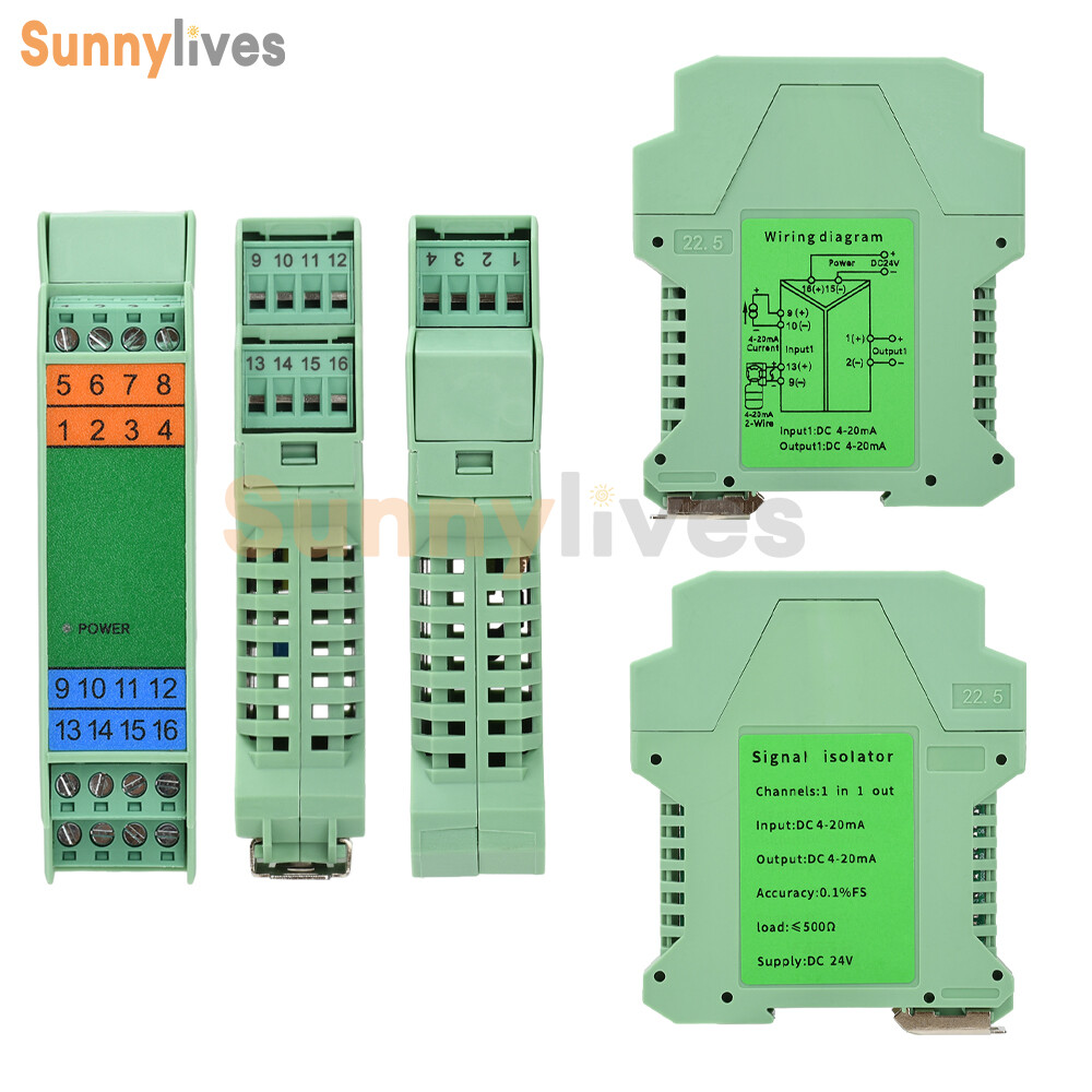 1 IN 2 OUT DC Current Voltage Signal Isolator 4-20mA Analog Signal Transmitter