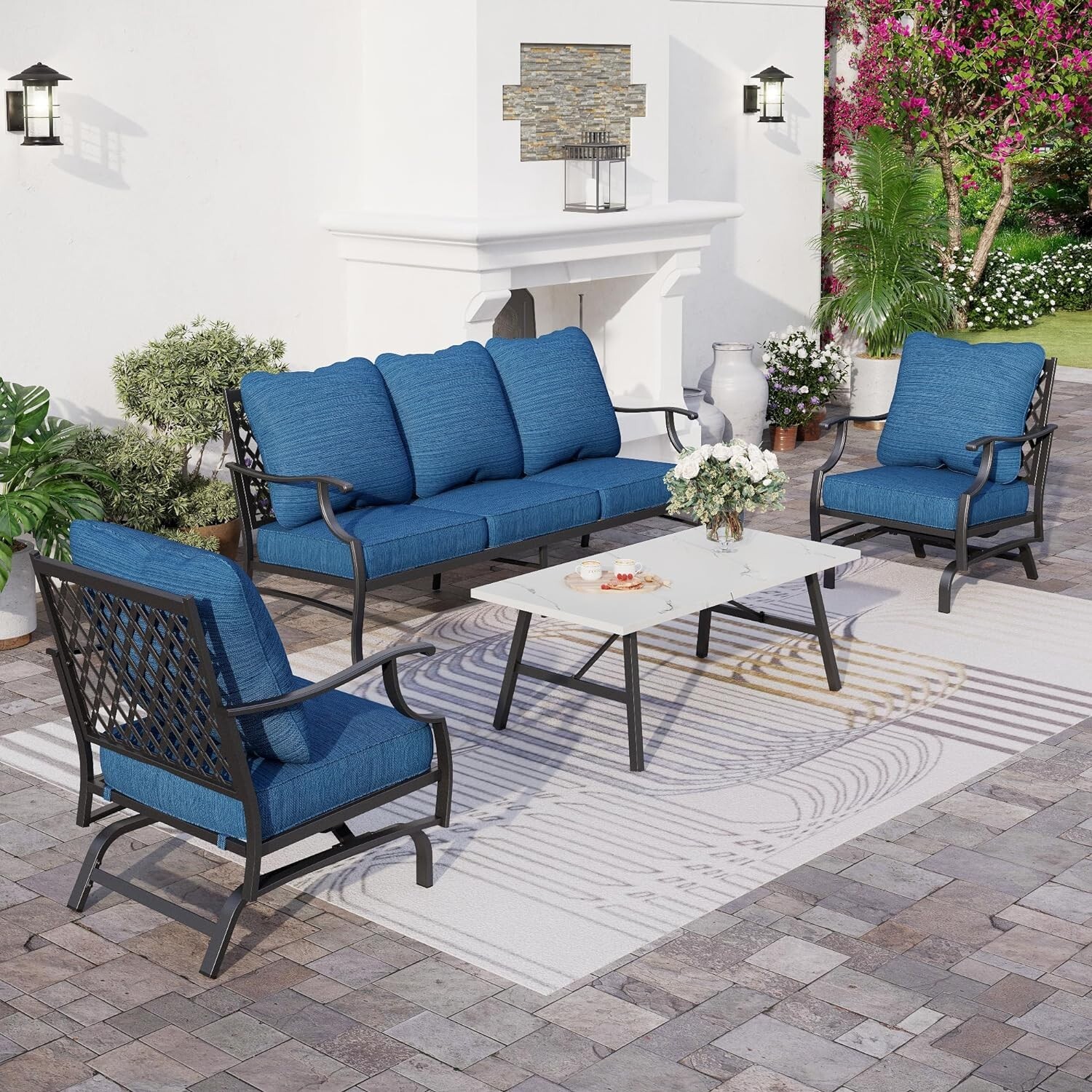 4 Piece Patio Furniture Set Outdoor Conversation Set for Yard Garden Backyard