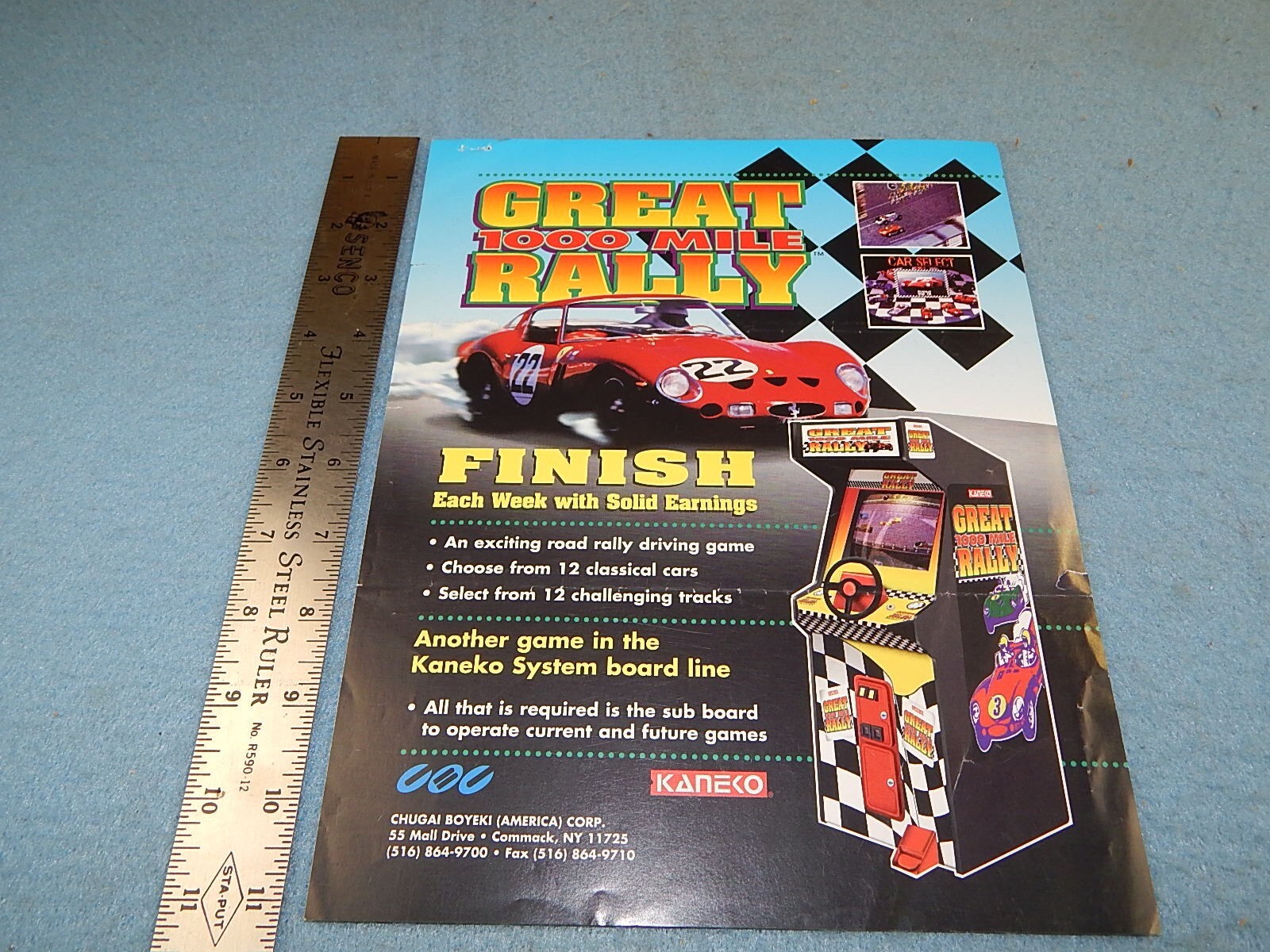 1994 Kaneko GREAT 1000 MILE RALLY video game advertising flyer