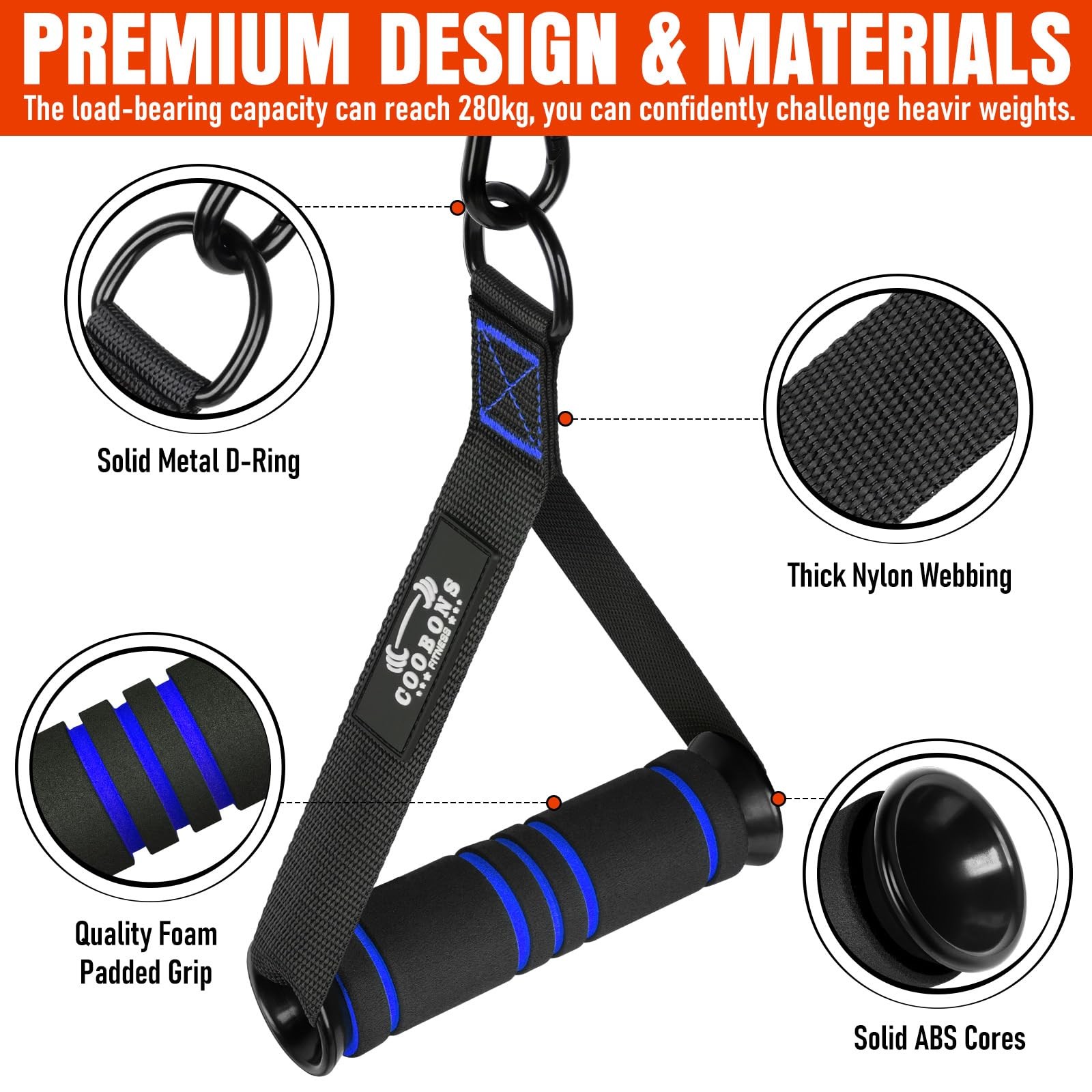 Heavy Duty Exercise Handles, Gym Cable Handles for Cable Machine Attachments,