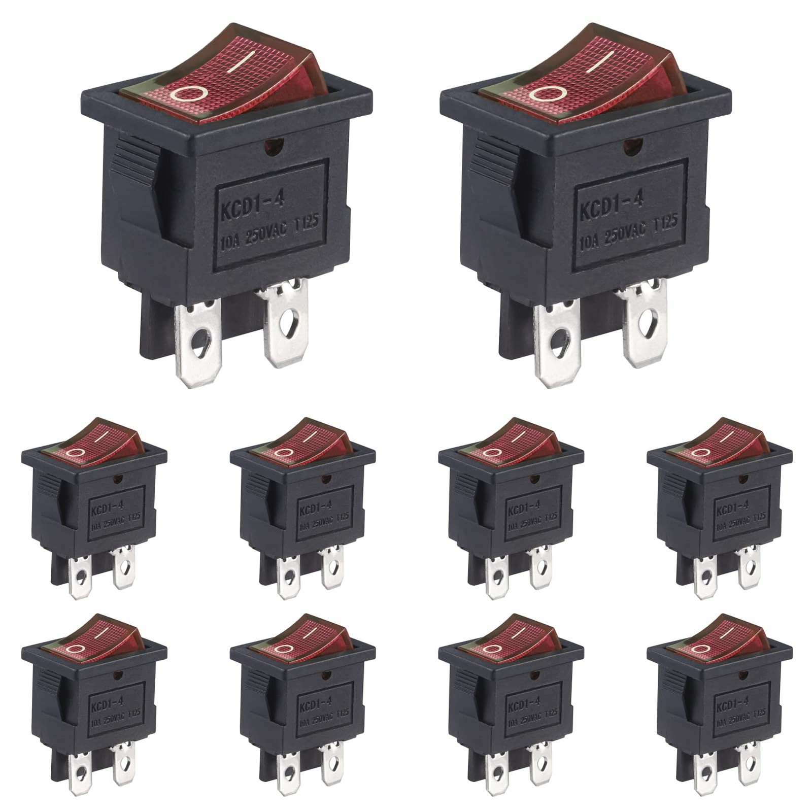 VEXUNGA 4 Pin Mini Rocker Switch On Off 10A 250V AC DPDT Lighted Illuminated...