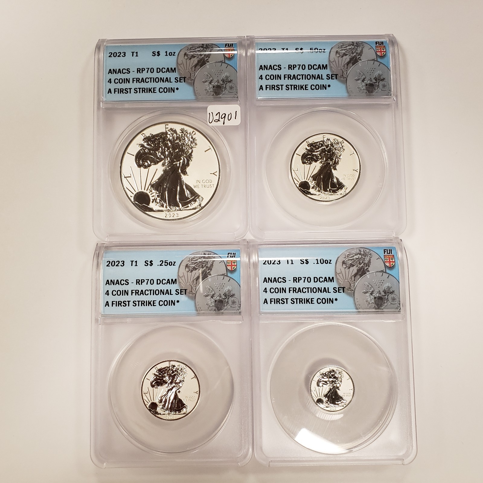 2023 $1 Fiji Fractional 4 Coin Set 1.85 oz ASW - ANACS RP DCAM - U2901 - STOCK