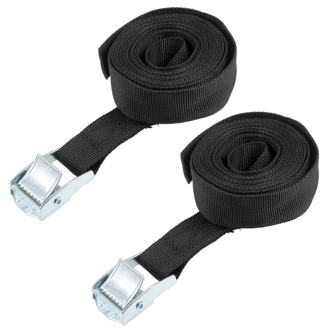2.5Mx25mm Lashing Strap Cargo Tie Down Cam Lock Buckle Up to 80Kg, Black, 2Pcs