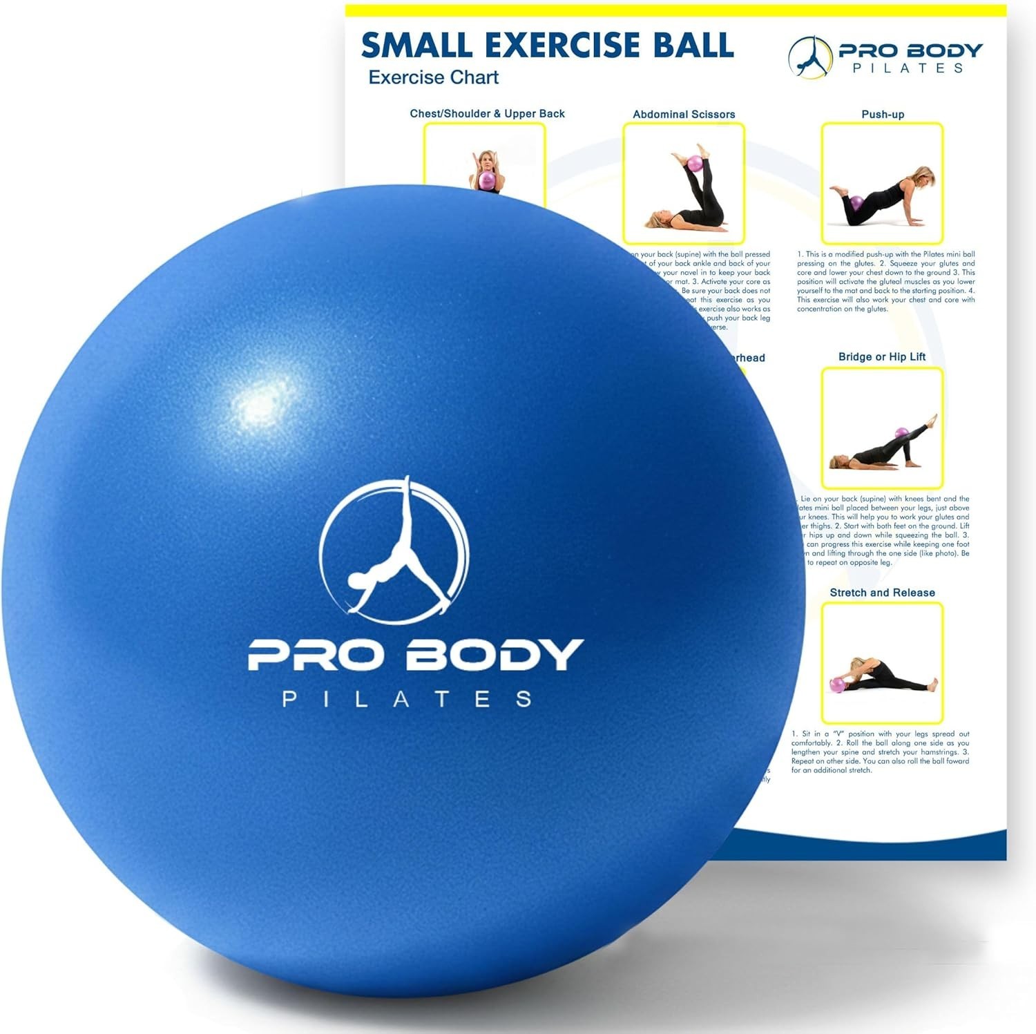 Small Blue Yoga & Therapy Ball - 9 Inch Inflatable for Flexibility & Balance