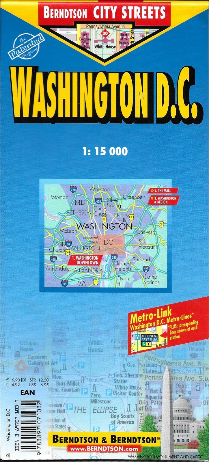 Map of Washington, DC, USA, Laminated & Folded by Berndtson Maps